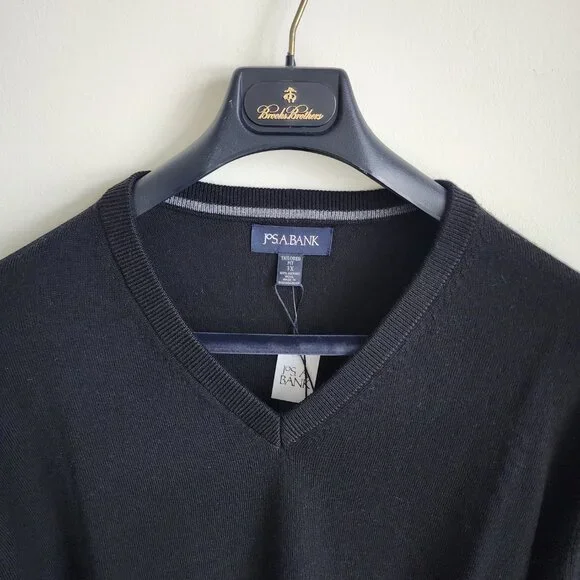 3xb Sweater Black Jos A Bank V Neck Merino Wool New Nwt Mens Tailored 3xl Size - Picture 6 of 16